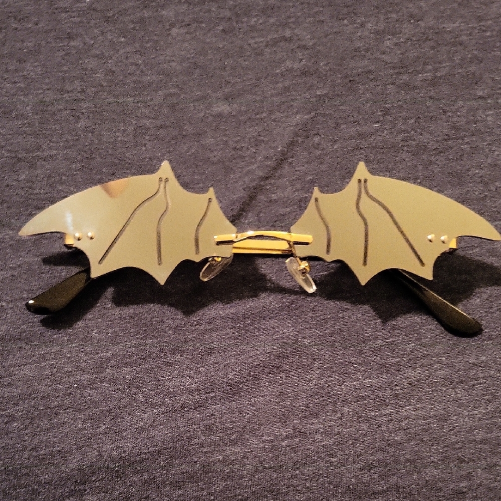 Gold Bat-Shaped Sunglasses